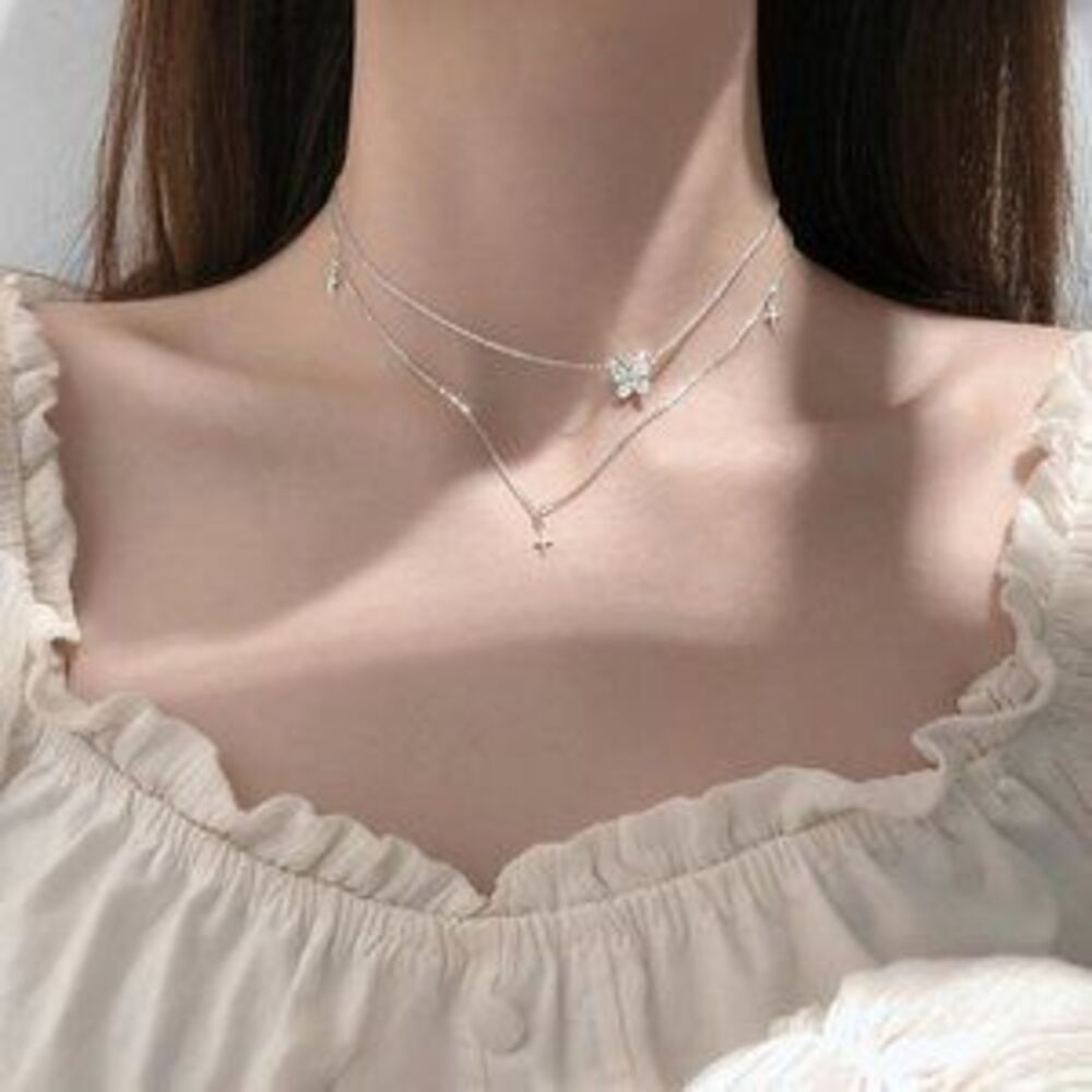 *NEW 925 Sterling Silver Butterfly Cross Necklace